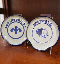 Load image into Gallery viewer, Bucknell University and Lewisburg, PA pottery spoon rests with a bison and lamppost design.