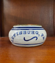 Load image into Gallery viewer, Lewisburg, PA pottery dip bowl with navy blue details.
