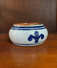 Load image into Gallery viewer, Lewisburg, PA pottery dip bowl with navy blue lamppost design.
