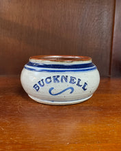 Load image into Gallery viewer, Bucknell pottery dip bowl with navy blue details.
