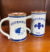 Load image into Gallery viewer, Bucknell University and Lewisburg, PA tankards with a bison and lamppost design.
